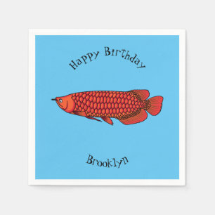 Red Arowana fish cartoon illustration Napkin