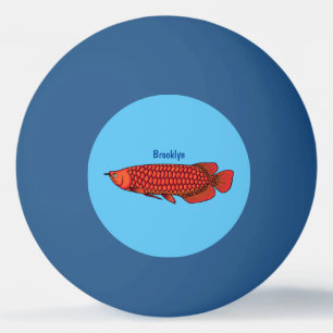 Red Arowana fish cartoon illustration Ping Pong Ball