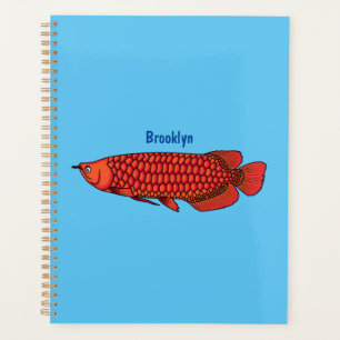 Red Arowana fish cartoon illustration Planner