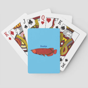 Red Arowana fish cartoon illustration Playing Cards
