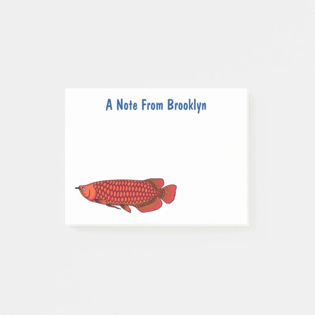 Red Arowana fish cartoon illustration Post-it Notes (Front)