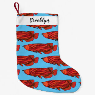 Red Arowana fish cartoon illustration  Small Christmas Stocking
