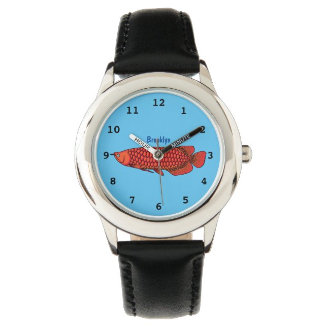 Red Arowana fish cartoon illustration  Watch (Front)