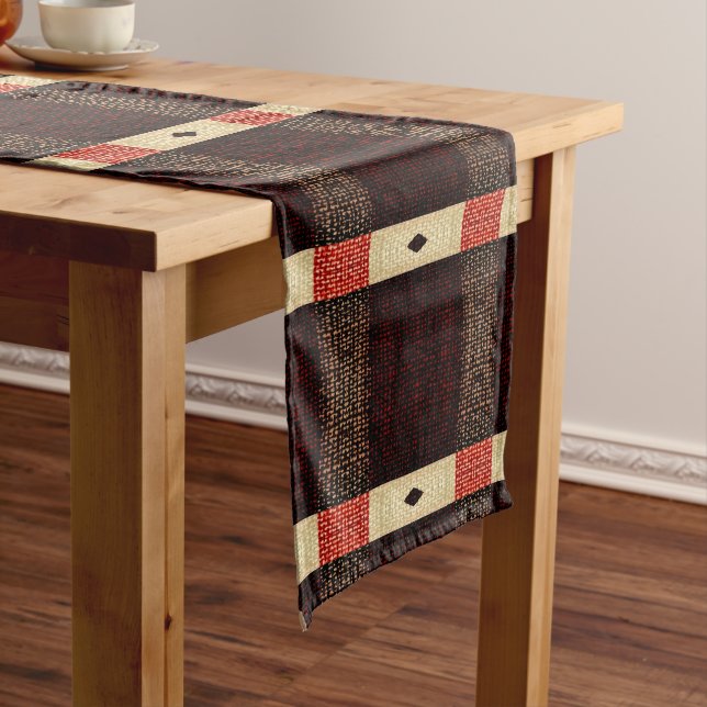 Red Arrows Rustic Stripe Pattern Table Runner (In Situ)