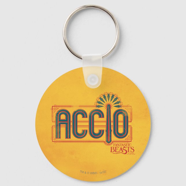 Red Art Deco ACCIO™ Spell Graphic Key Ring (Front)
