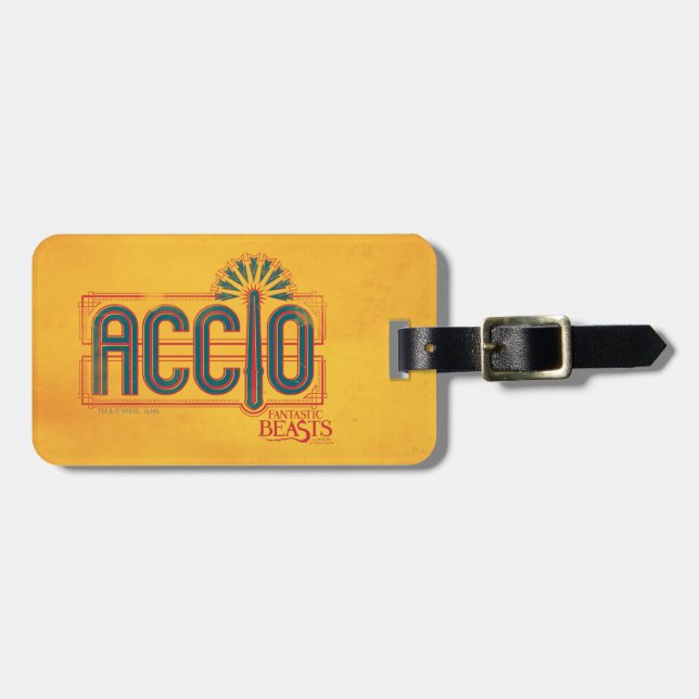 Red Art Deco ACCIO™ Spell Graphic Luggage Tag (Front Horizontal)