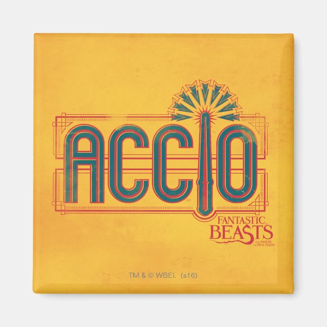 Red Art Deco ACCIO™ Spell Graphic Magnet (Front)