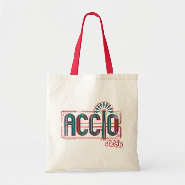 Red Art Deco ACCIO™ Spell Graphic Tote Bag (Front)
