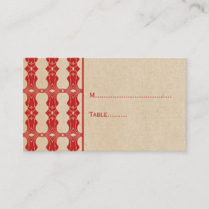 Red Art Deco Border Place Card