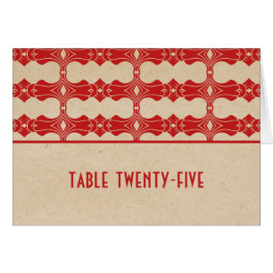 Red Art Deco Border Table Number Card