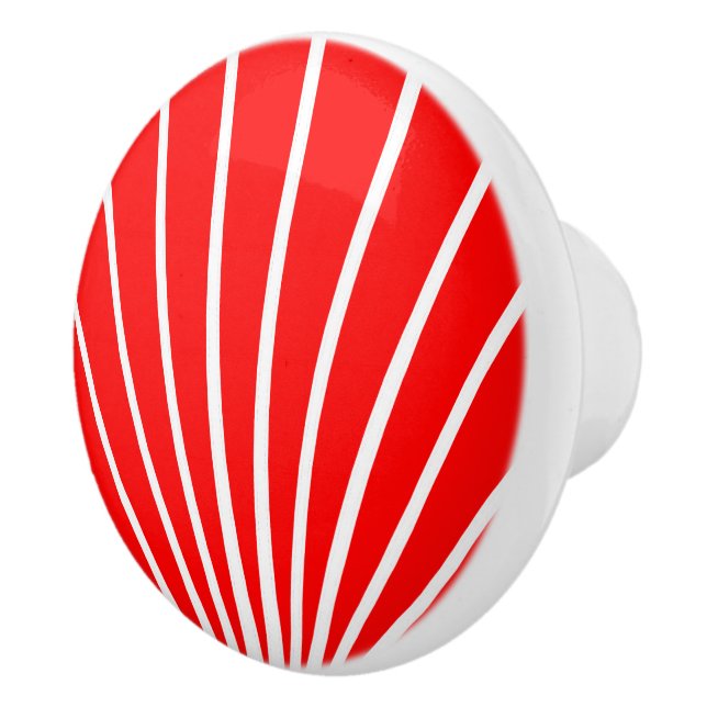 Red Art Deco Design Ceramic Knob (Right)