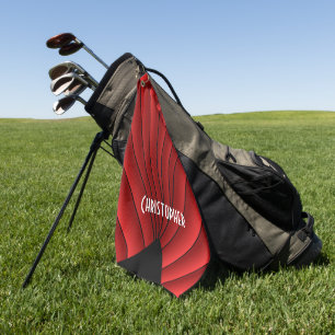 Red Art Deco Design Personalised Golf Towel