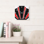 Red Art Deco Design Square Wall Clock<br><div class="desc">Wall clock art deco design that you can customise with any text of your choice. Should you require any help with customising then contact us through the link on this page. Art deco design wall clock.</div>