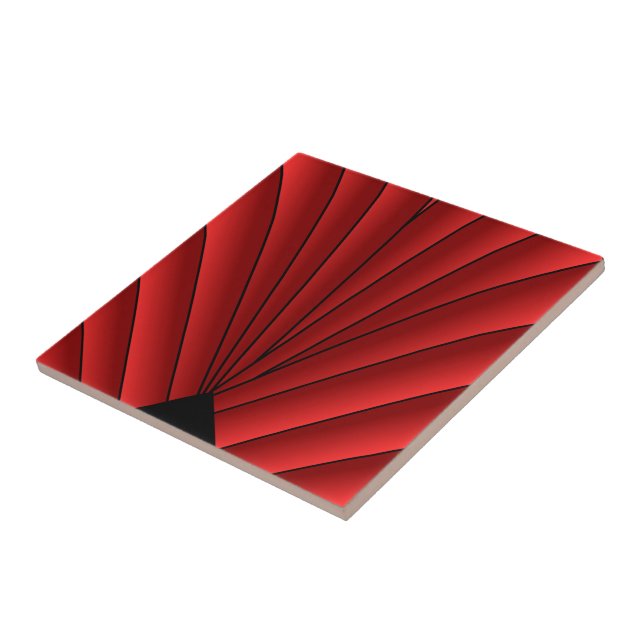 Red Art Deco Design Tile (Side)