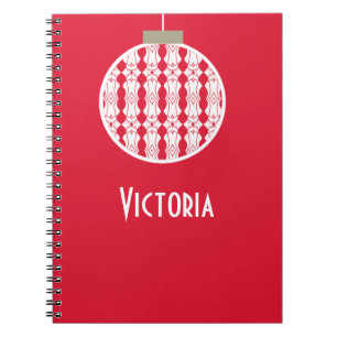 Red Art Deco Ornament Notebook