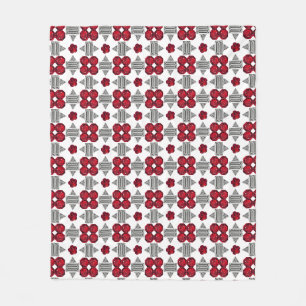 Red Art Deco Pattern Fleece Blanket