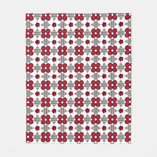 Red Art Deco Pattern Fleece Blanket (Front)