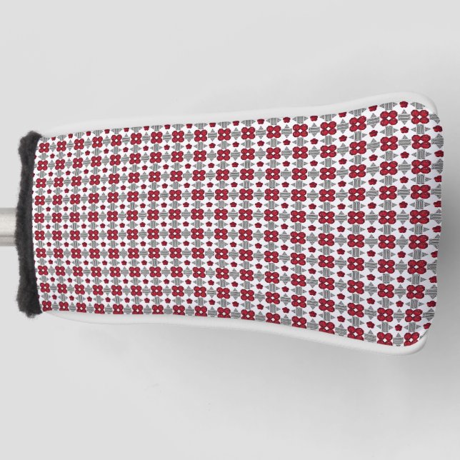 Red Art Deco Pattern Golf Head Cover (Front)