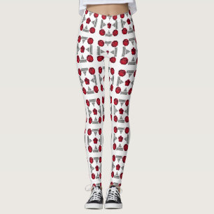 Red Art Deco Pattern Leggings