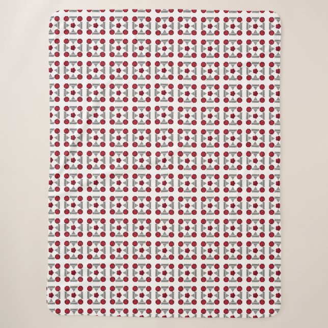 Red Art Deco Pattern Sherpa Blanket (Front)