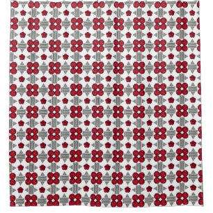 Red Art Deco Pattern Shower Curtain