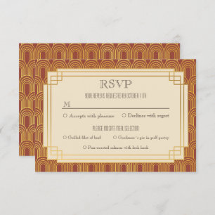 Red art deco rsvp invitation