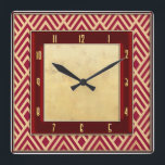 Red Art Deco Style Square Wall Clock<br><div class="desc">I love creating these art deco wall clocks. I have added a red art deco clock to my store. This clock looks very smart and would look great in any home.
It measures 10.75 x 10.75 inches. Why not treat yourself or maybe someone else who loves Art Deco?</div>