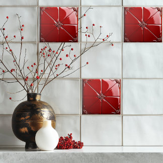 Red Art Deco  Tile