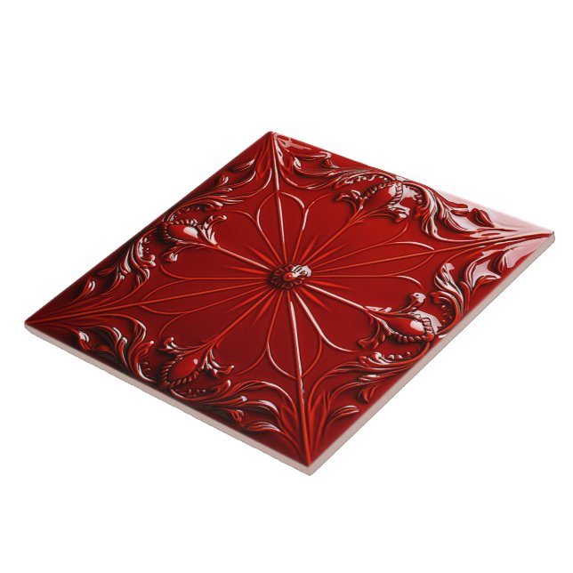 Red Art Deco  Tile (Side)
