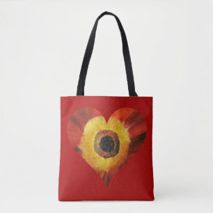 Red Art Flower HeartCustom All-Over-Print Tote Bag