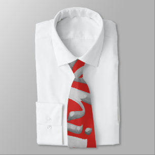Red Artistic Bold Lettering Zen Brush Calligraphy Tie
