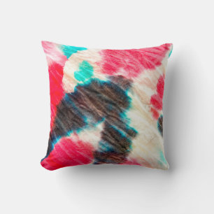Red Artistic Dirty. Shibori Pattern. Summer Brush Cushion