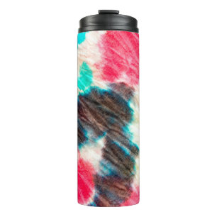 Red Artistic Dirty. Shibori Pattern. Summer Brush Thermal Tumbler
