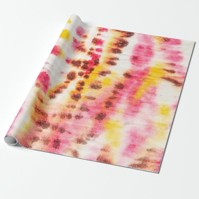 Red Artistic Dirty. Tie Dye Texture. Gray Brush Pa Wrapping Paper (Unrolled)