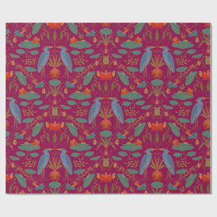 Red Arts & Crafts Heritage Heron Pond crafters' Wrapping Paper