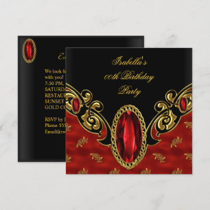 Red Asian Black & Gold Birthday Party Invitation
