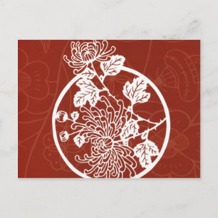 red asian design postcard
