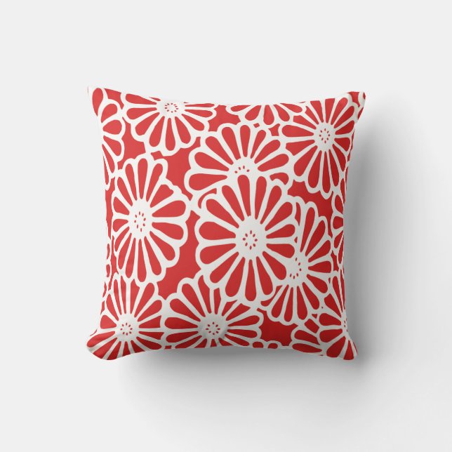Red Asian Moods Floral Cushion (Front)