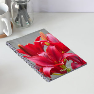 Red Asiatic Lilies Personalized Floral Notebook