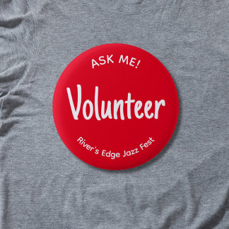 Red Ask Me Volunteer Badge