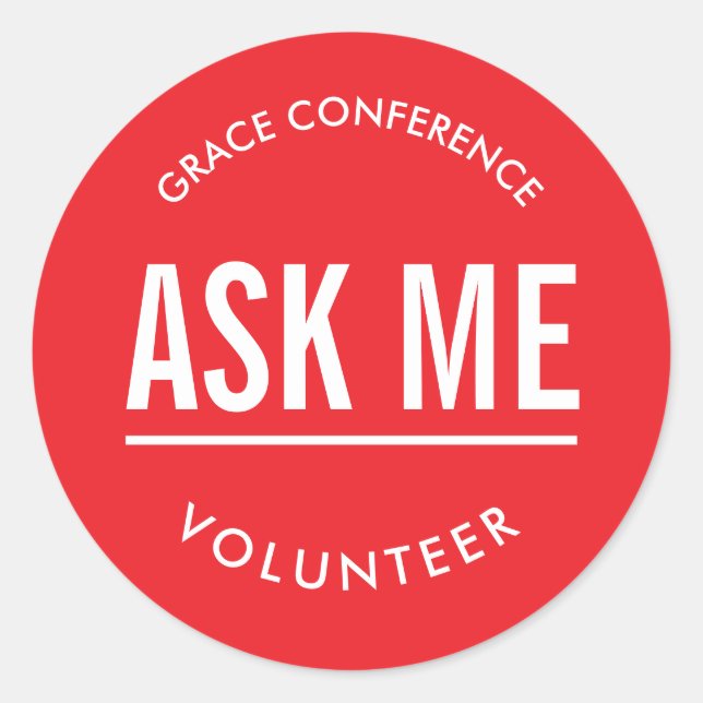 Red ask me volunteer stickers (Front)