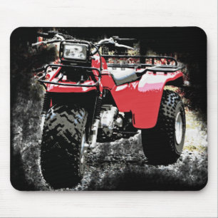 Red ATC  3 Wheeler Offroad Motorcycle on  Black Mouse Mat