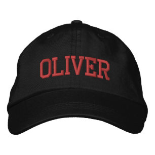 Red Athletic Block Monogram Custom Name Embroidered Hat
