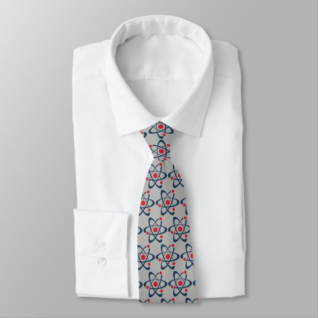 Red Atoms Design Necktie (Tied)