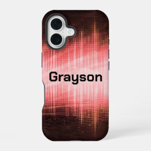 Red Audio Waves iPhone 16 Case