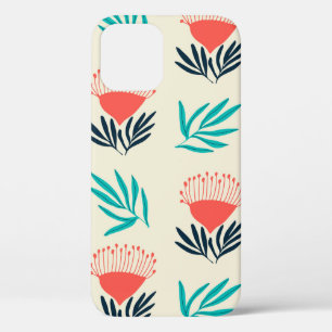 Red australian flowers, seamless vintage pattern iPhone 12 case