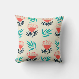 Red australian flowers, seamless vintage pattern cushion