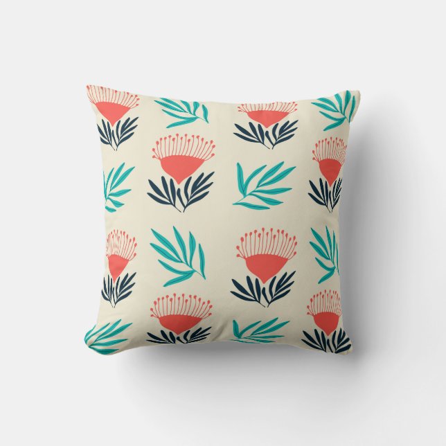 Red australian flowers, seamless vintage pattern cushion (Front)