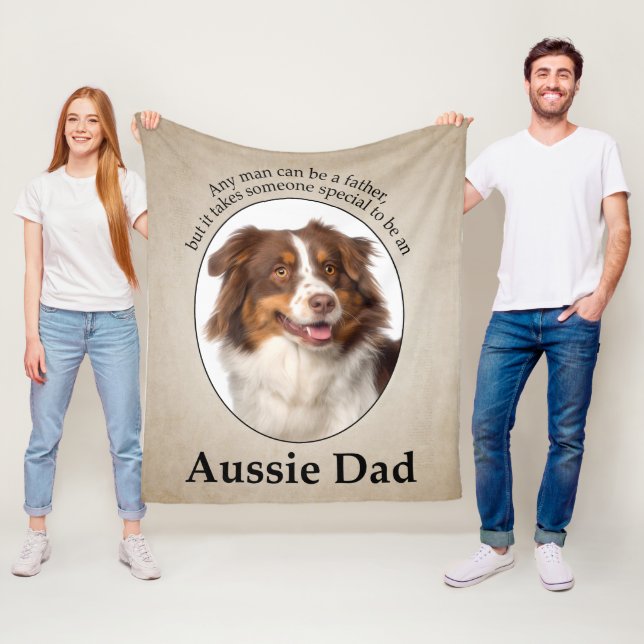 Red Australian Shepherd Dad Fleece Blanket (In Situ)