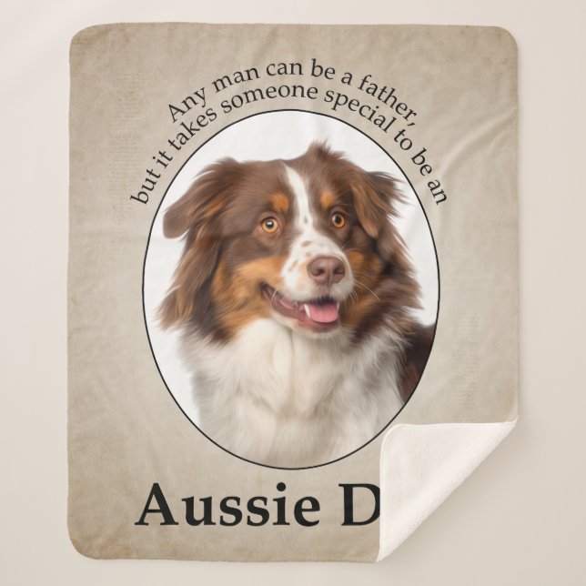Red Australian Shepherd Dad Sherpa Blanket (Front)